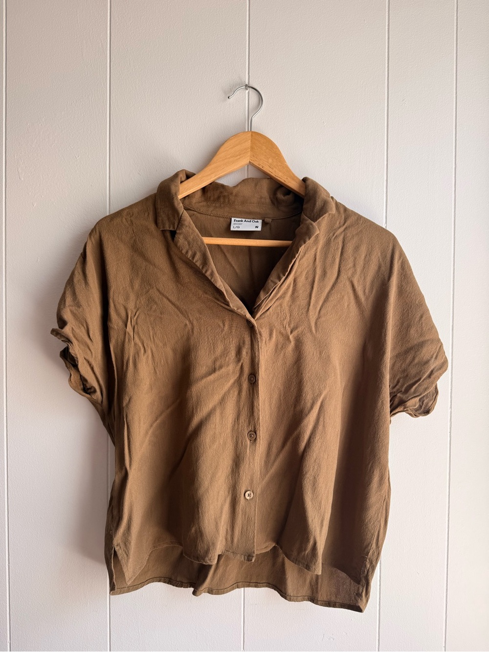 Frank & Oak Relaxed Short-Sleeve Button-Up Top - Brown